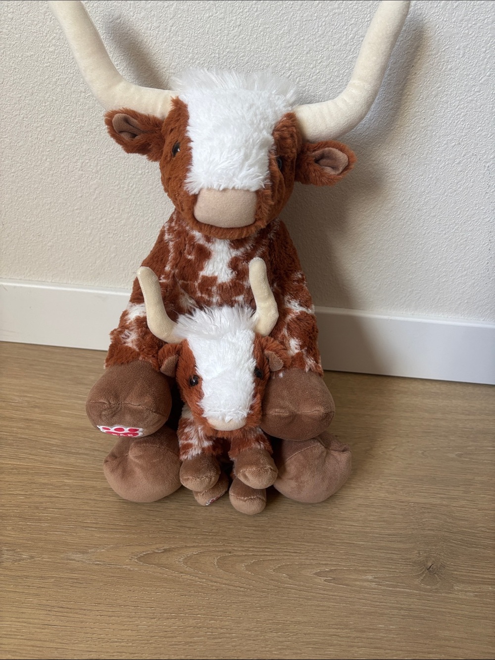 Build-A-Bear Brown and White Longhorn Plush Duo